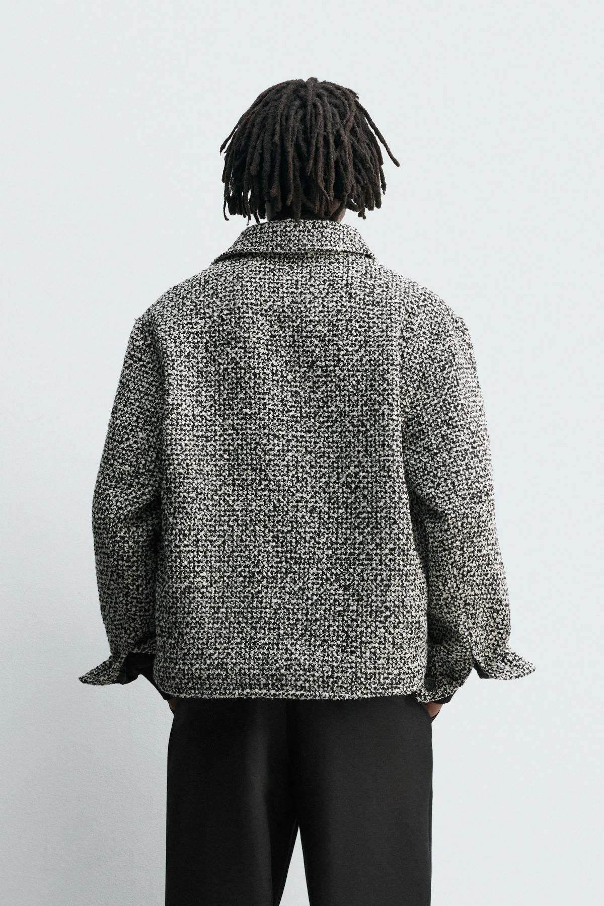 자라 테크니컬 텍스처 포켓 오버셔츠 7380/110 BLACK / WHITE - 상세 이미지 4