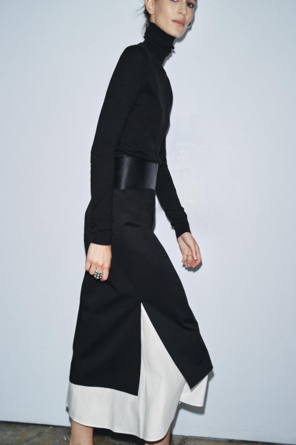자라 블랙 콤비 미디 스커트 9479/268 BLACK / WHITE - 상세 이미지 5