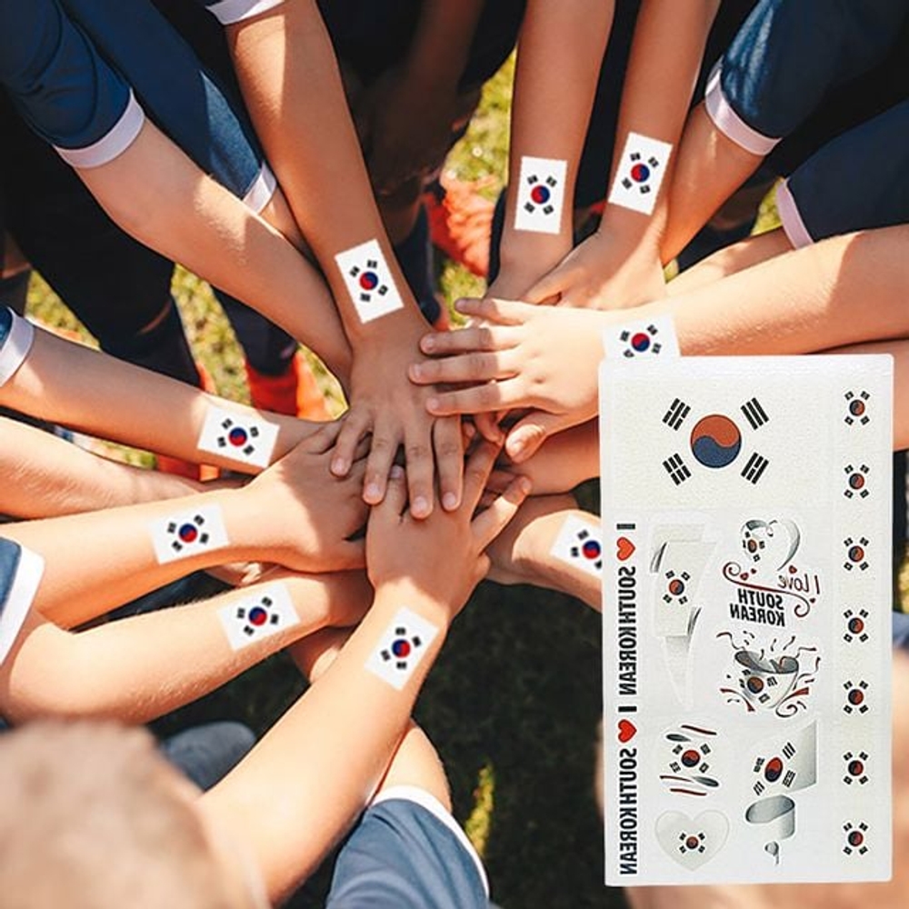 태극기 타투 스티커 물타투 태극마크 레터링 축구 응원 DD-12822 - 메인 이미지