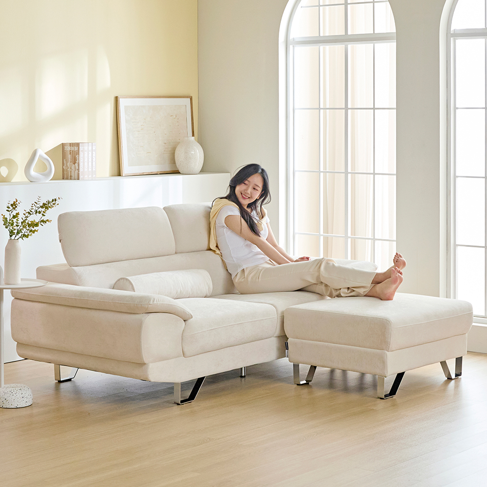 몬스터 소파 아쿠아텍스 이지클린 기능성 패브릭 소파 스툴 Event, 오트밀 베이지, 3인용