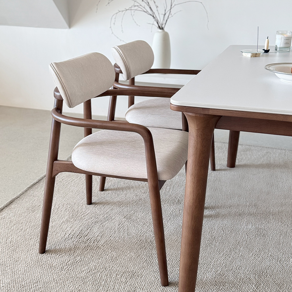 로포텐 오로라 4인용 원목 양면 포세린 세라믹 식탁세트 식탁+의자2+벤치1, 1400mm