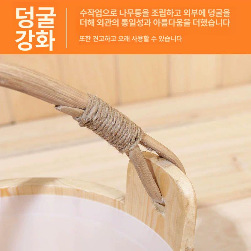 히노끼 목욕탕 바가지 원목 모레시계 온도계 편백나무 사우나 온천 욕실 양동이 프래그런트 사이프러스 통 - 상세 이미지 4