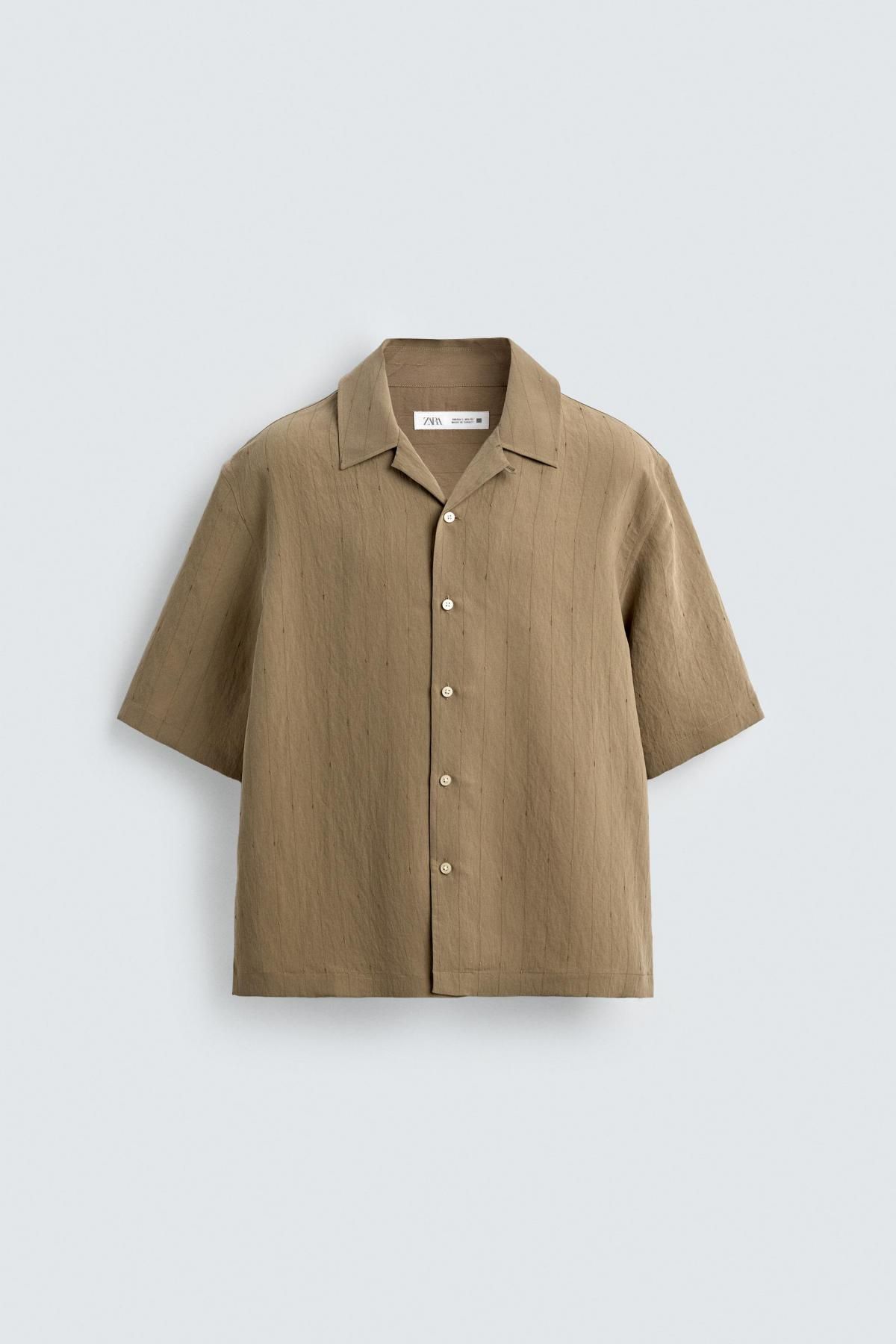 자라 스트라이프 모달 블렌드 반팔 셔츠 7545/463 BEIGE - 상품 이미지