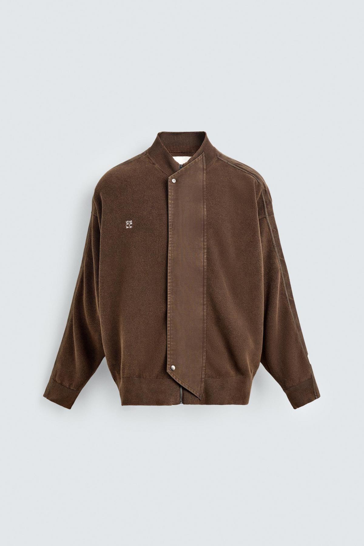 자라 하이넥 브라운 집업 니트 가디건 3284/390 BROWN - 메인 이미지