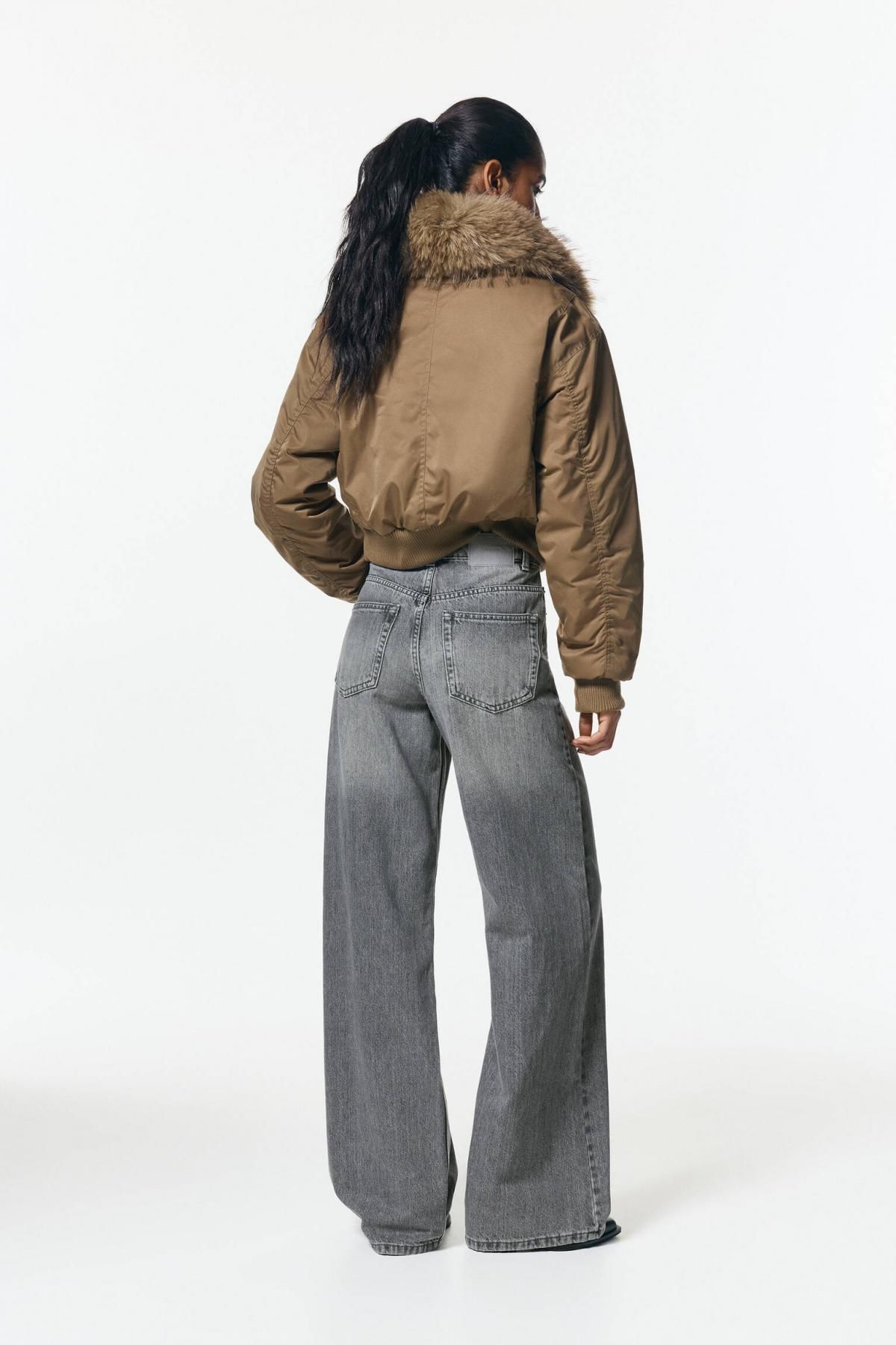 풀앤베어 하이웨이스트 와이드핏 데님 팬츠 7683/324 MEDIUM GREY - 상세 이미지 4