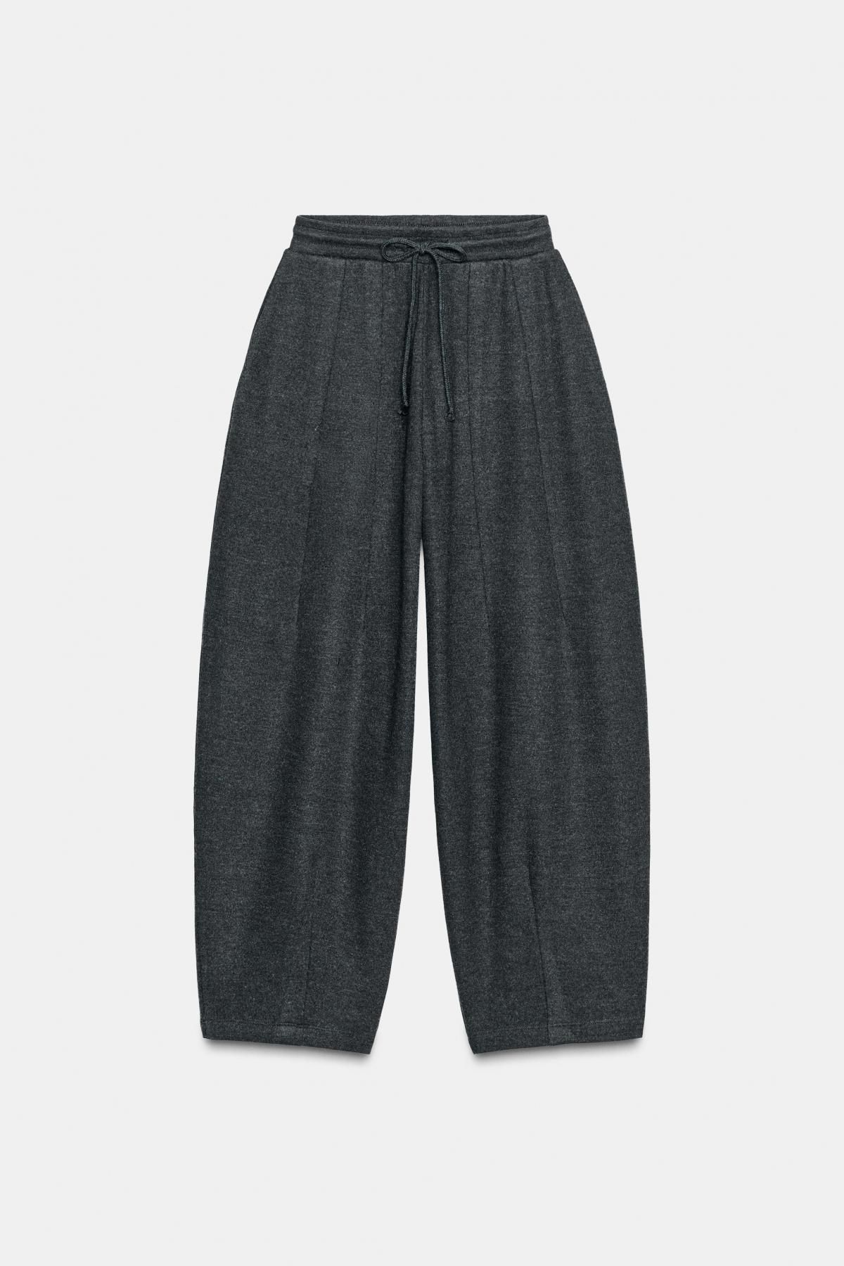 자라 와이드 벌룬 리브드 밴딩 팬츠 3253/848 DARK GREY 이미지 6