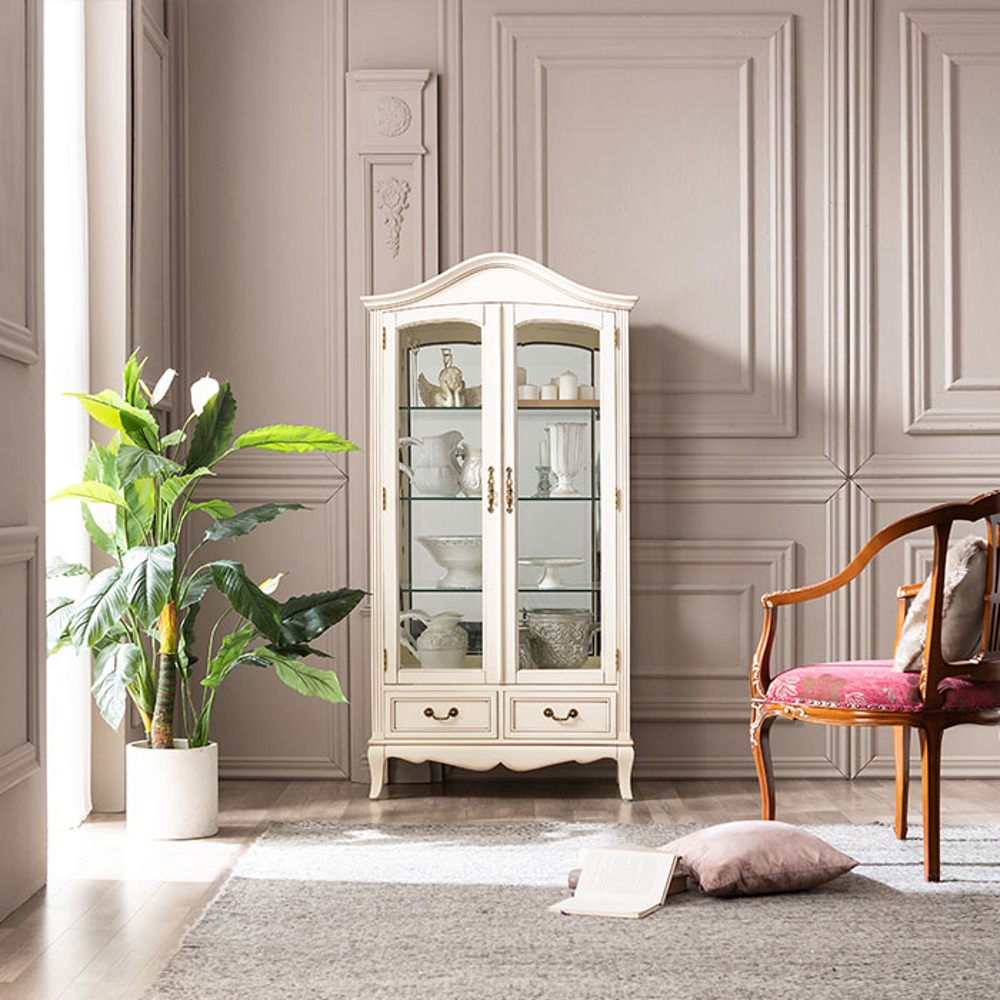 까사홈 베로나 엔틱 유리 장식장