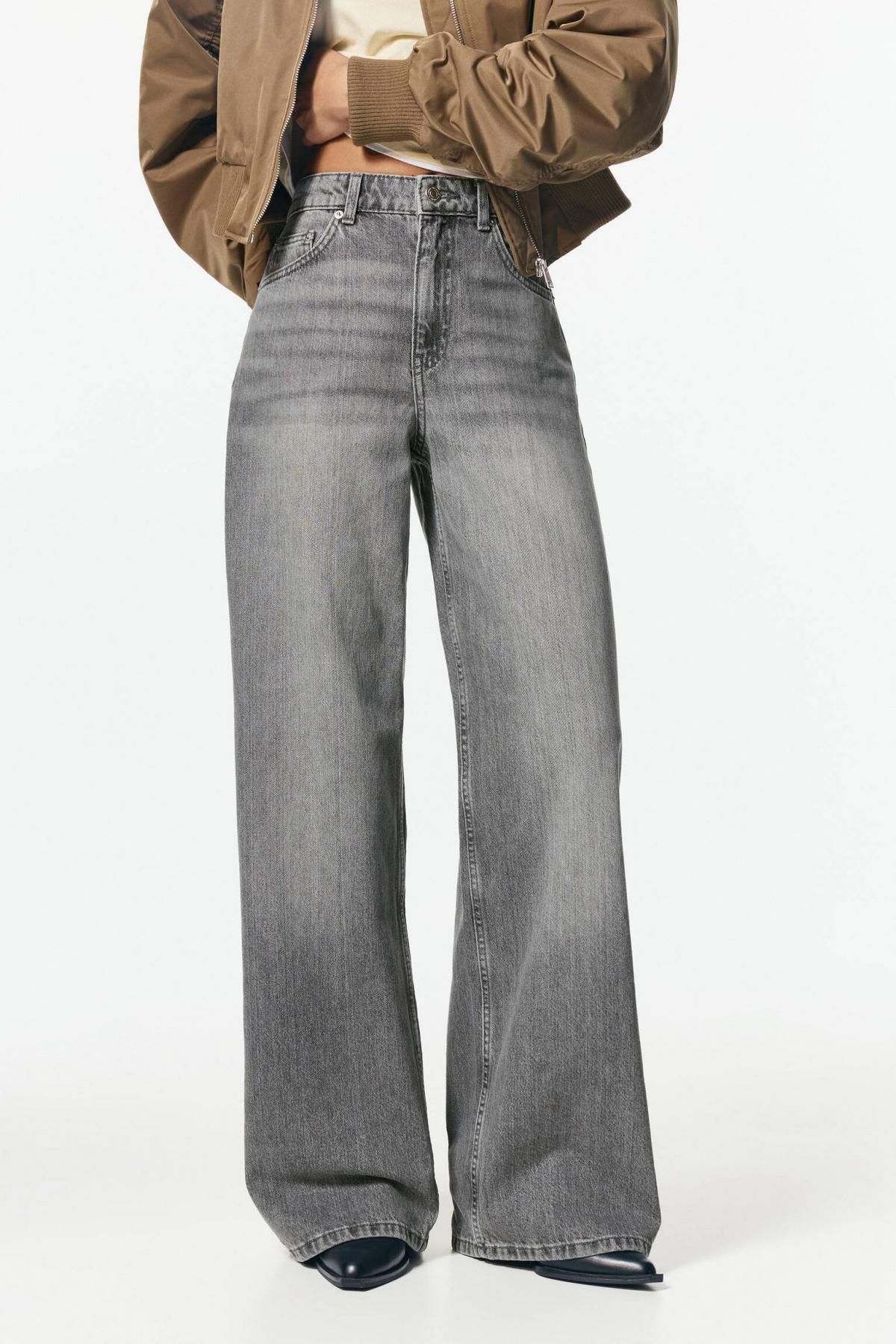 풀앤베어 하이웨이스트 와이드핏 데님 팬츠 7683/324 MEDIUM GREY - 메인 이미지