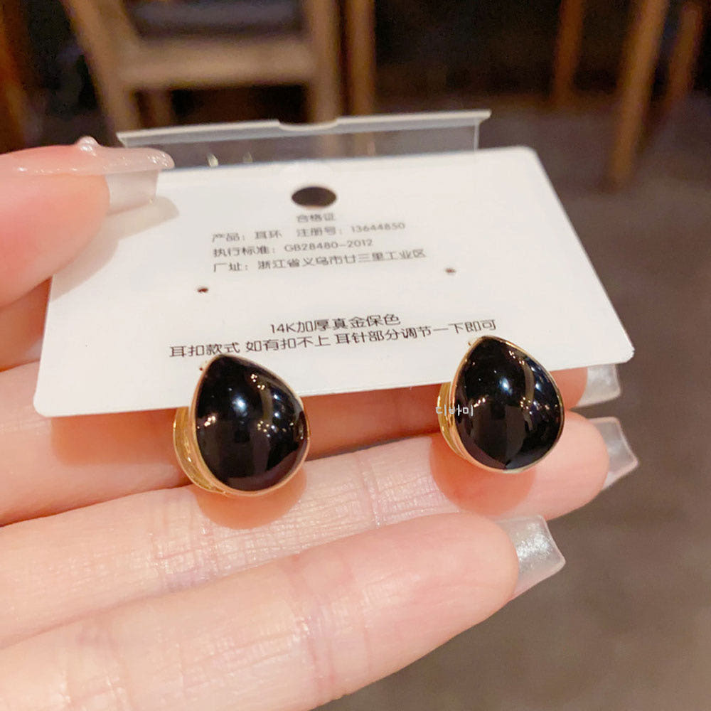 14K 양면 큐빅 물방울 이어링 레드 블랙 포인트 명품귀걸이 이미지 6