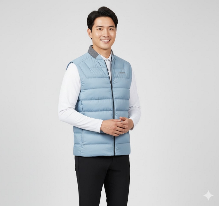 슈페리어 남성 겨울 초경량 다운프루프 베스트 골프웨어 다운 패딩 조끼 - 상세 이미지 2