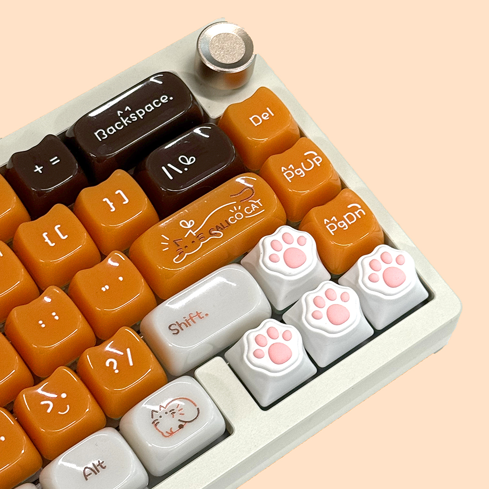 글로시캣 오렌지 삼색냥 한글키캡 UV PC재질 MAO MOA 기계식키보드 키캡 - 상세 이미지 5