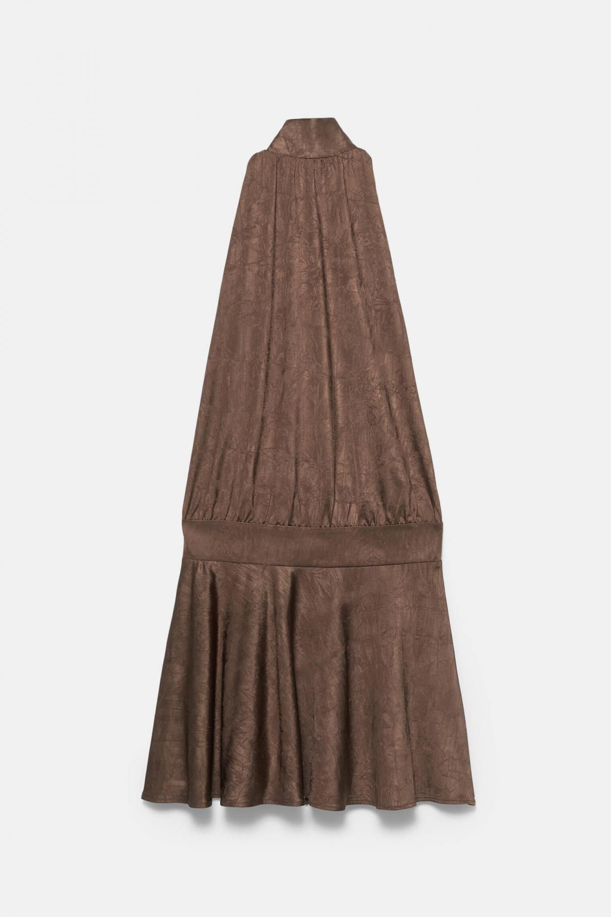 풀앤베어 새틴 브라운 홀터넥 미니 원피스 7394/373 BROWN - 메인 이미지