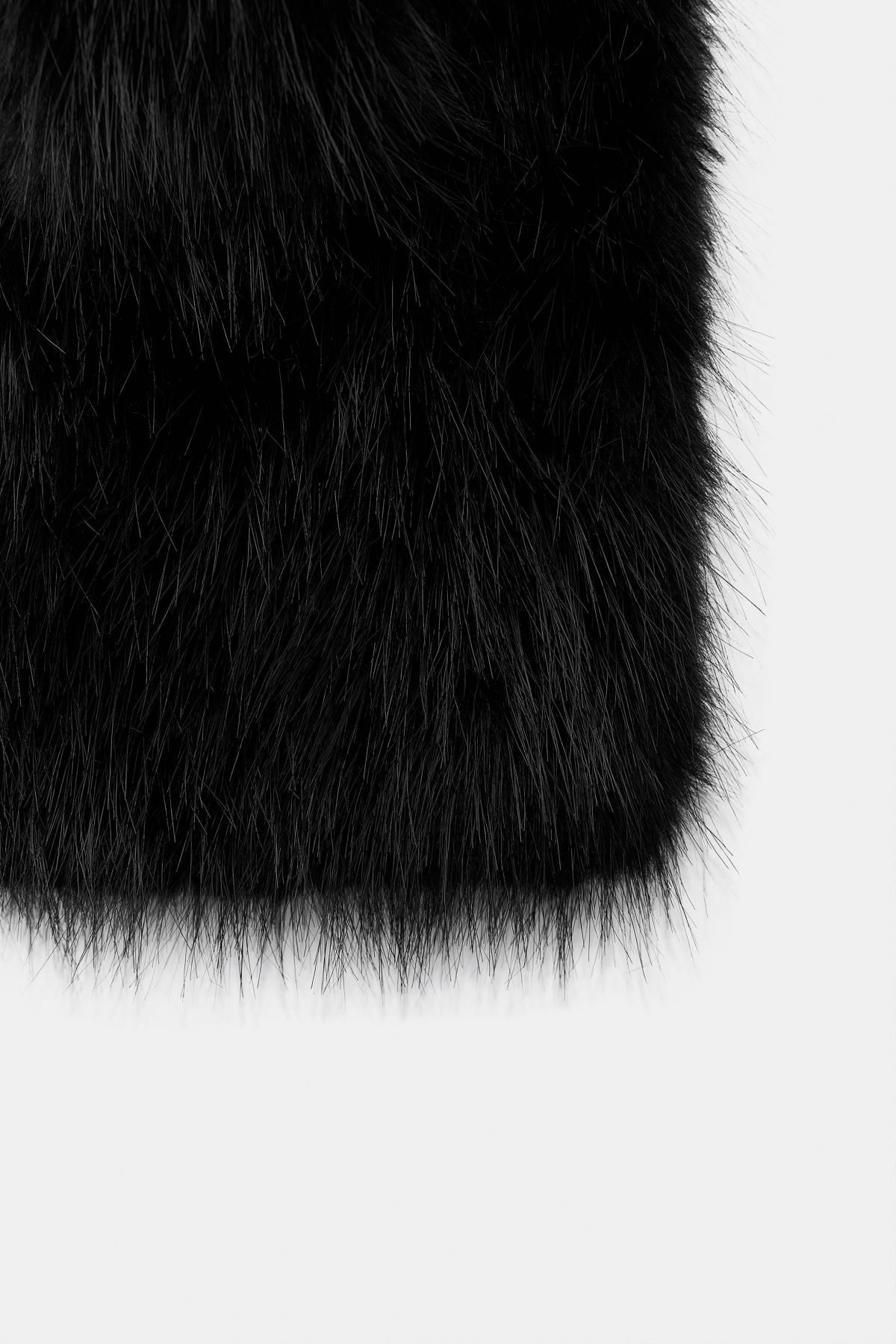 자라 블랙 페이크 퍼 머플러 1023/264 BLACK - 상세 이미지 3
