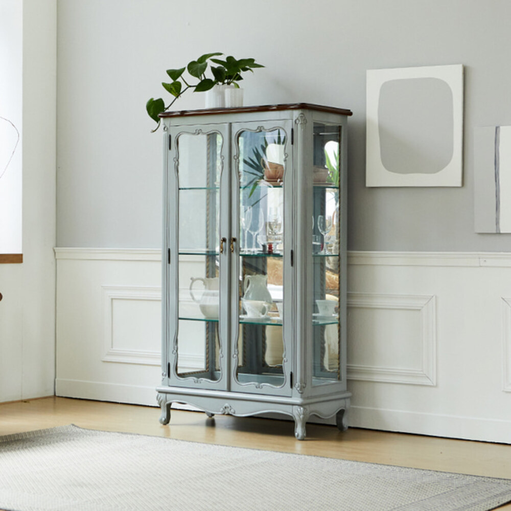 까사홈 샤인그레이 엔틱 장식장