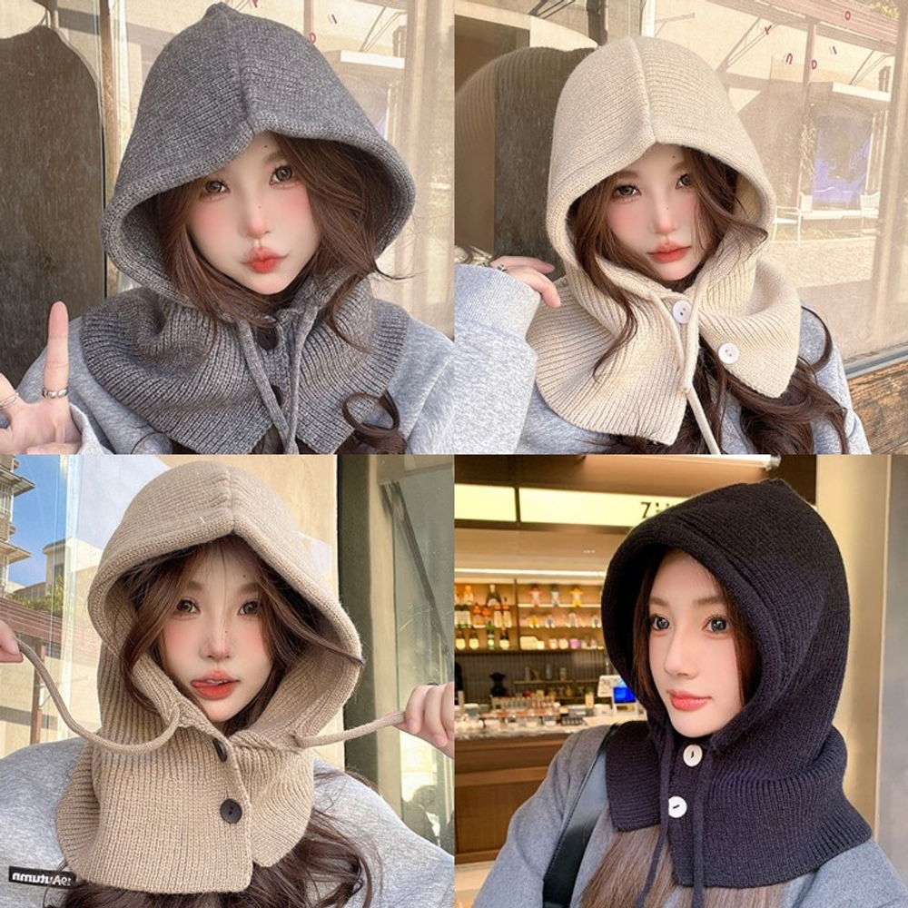 후드목도리 넥워머 모자 겨울 보온 방한용품 머플러 남여공용 - 메인 이미지