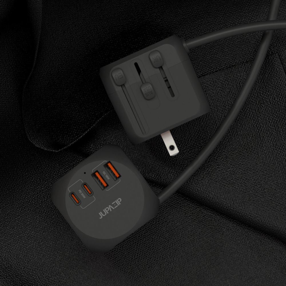 주파집 여행용 멀티탭 어댑터 AD500S 컴팩트 1.8m, 블랙, 1개 제품 이미지