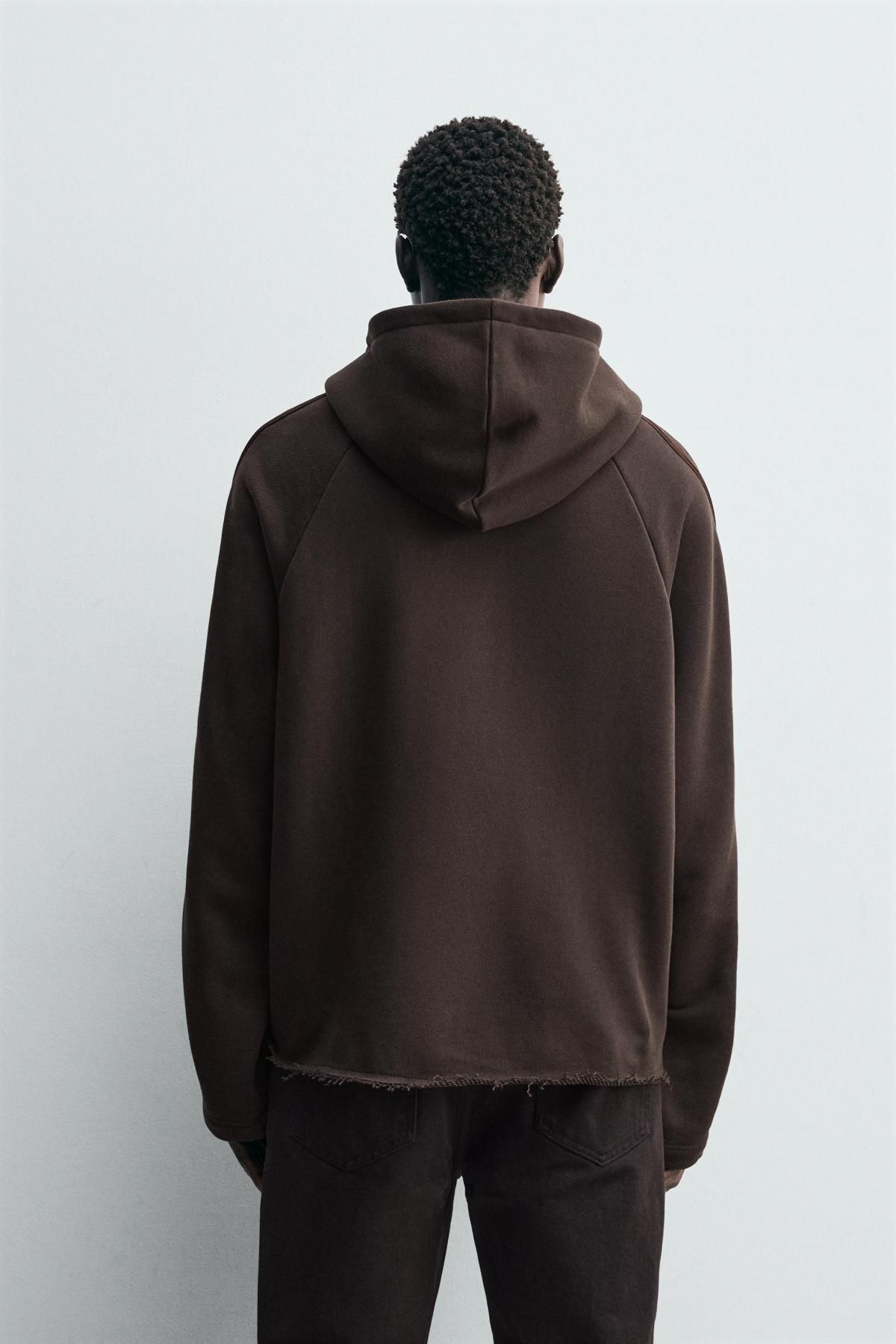 자라 스트리트 박시핏 후드 스웨트셔츠 5584/338 CHOCOLATE - 상세 이미지 4