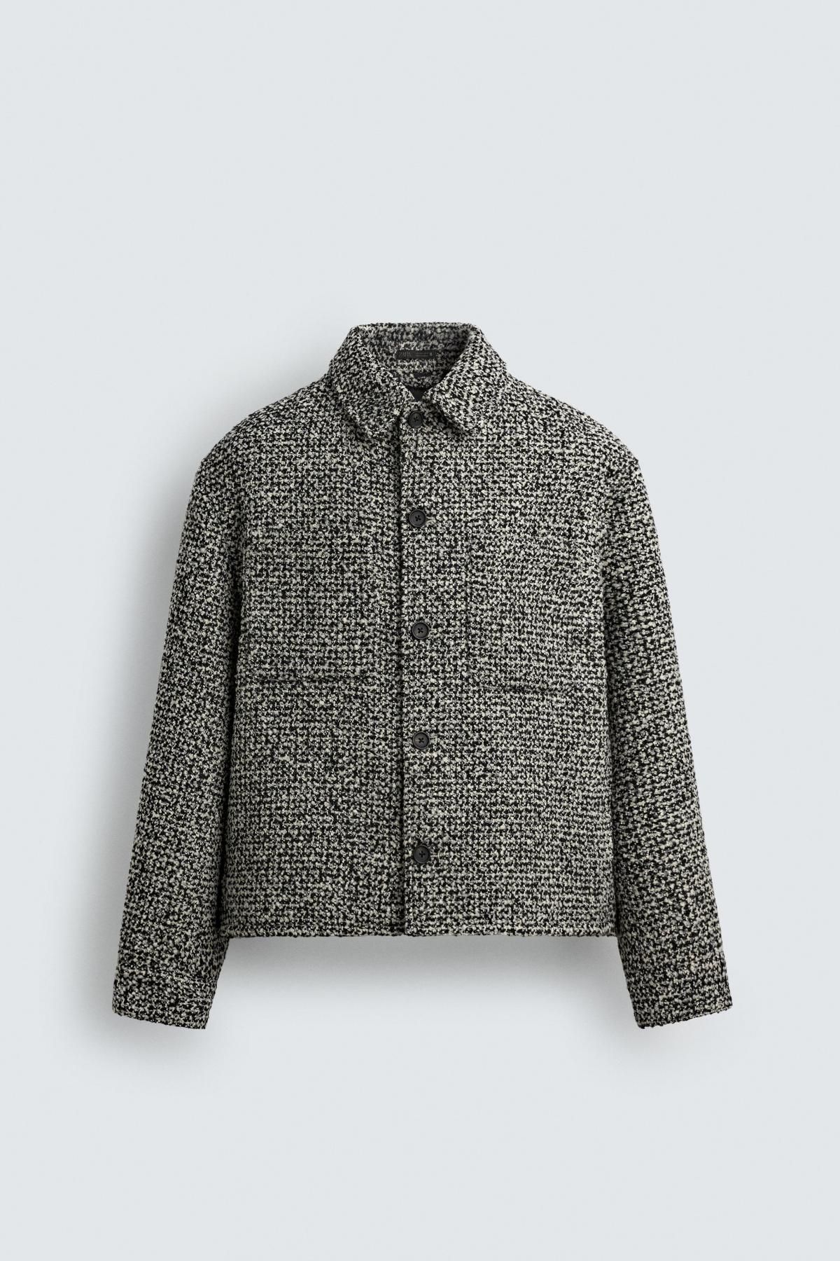 자라 테크니컬 텍스처 포켓 오버셔츠 7380/110 BLACK / WHITE - 상품 이미지