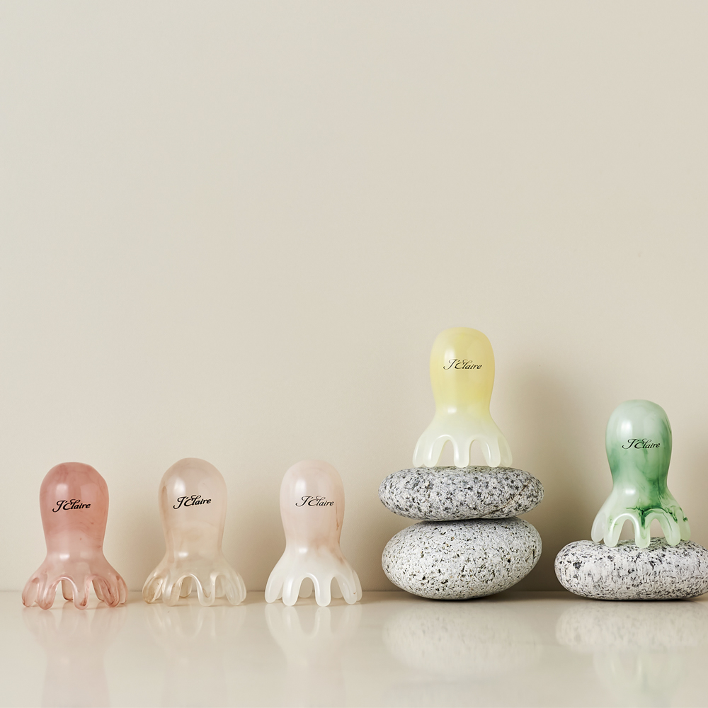 1+1 제이끌레르 문어 두피 괄사 마사지기 머리 지압 마사지 승모근 빗 림프 순환