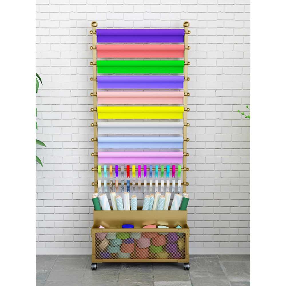 리본 거치대 포장지 정리대 작업실 선물포장 스탠드 블랙 70x26x170cm - 상세 이미지 5