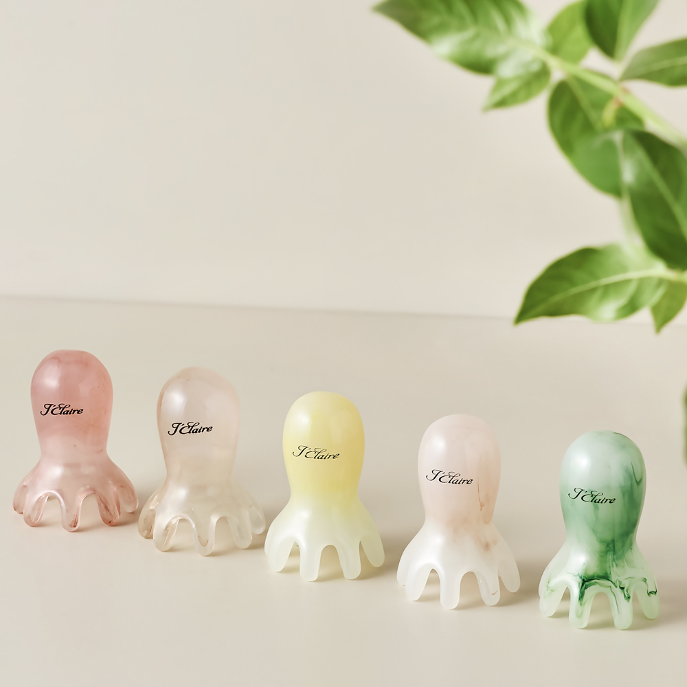 1+1 제이끌레르 문어 두피 괄사 마사지기 머리 지압 마사지 승모근 빗 림프 순환