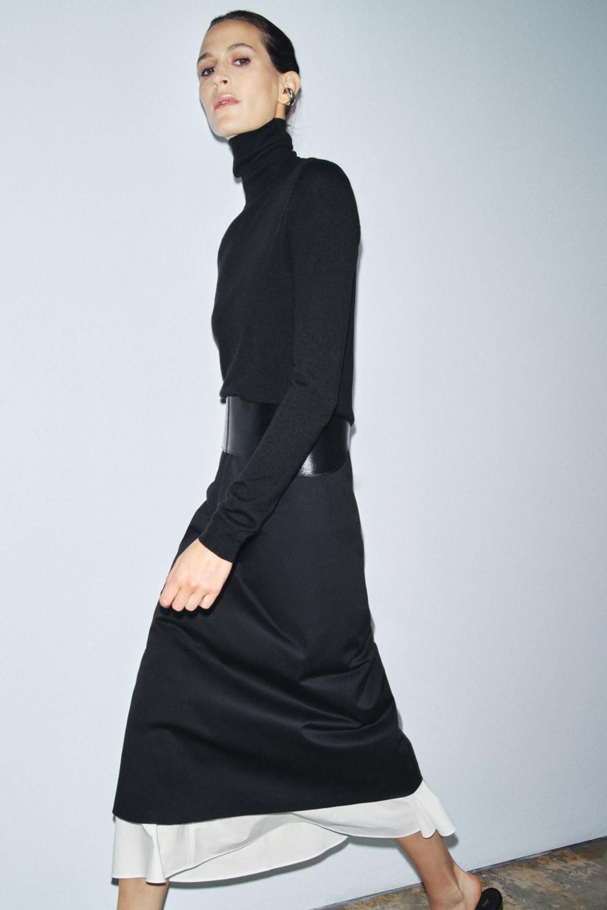 자라 블랙 콤비 미디 스커트 9479/268 BLACK / WHITE - 상세 이미지 4