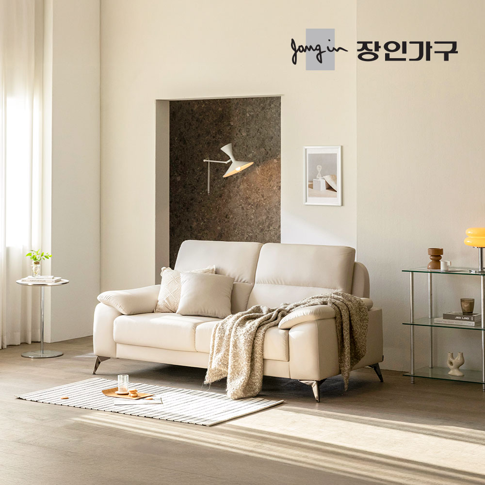 장인가구 두두 비건 실리콘 레더 하이백 3인용 가죽 소파