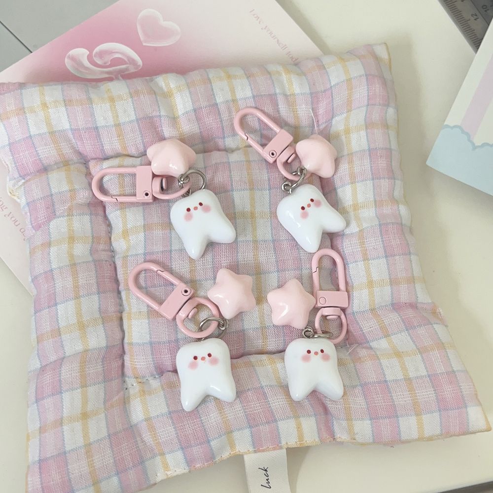 미니 이빨 키링 치과 치아 키홀더 열쇠고리 가방고리 인형 가방참장식 귀여운키링 - 상세 이미지 2