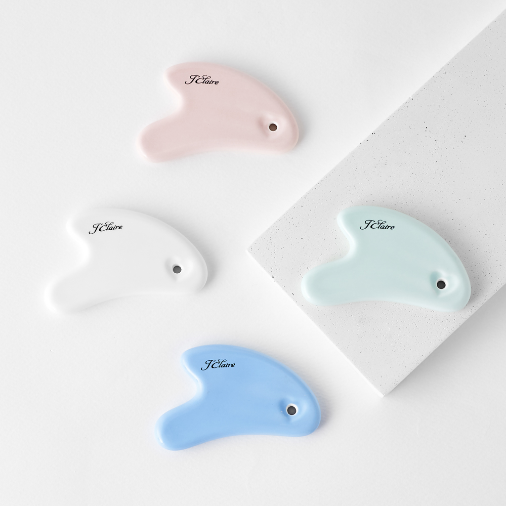 제이끌레르 세라믹 하트 괄사 화이트 얼굴 마사지기