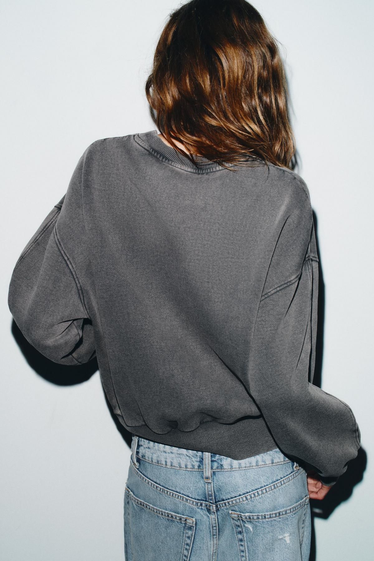 자라 빈티지 워싱 디즈니 라운드넥 맨투맨 5643/812 ANTHRACITE GREY - 상세 이미지 5