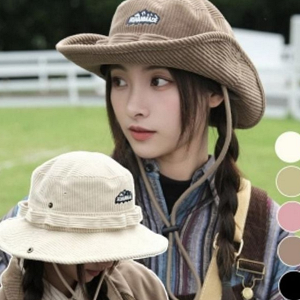 데일리 코듀로이 사파리 햇 벙거지 코듀로이 버킷 햇 가을 여행 - 상품 이미지