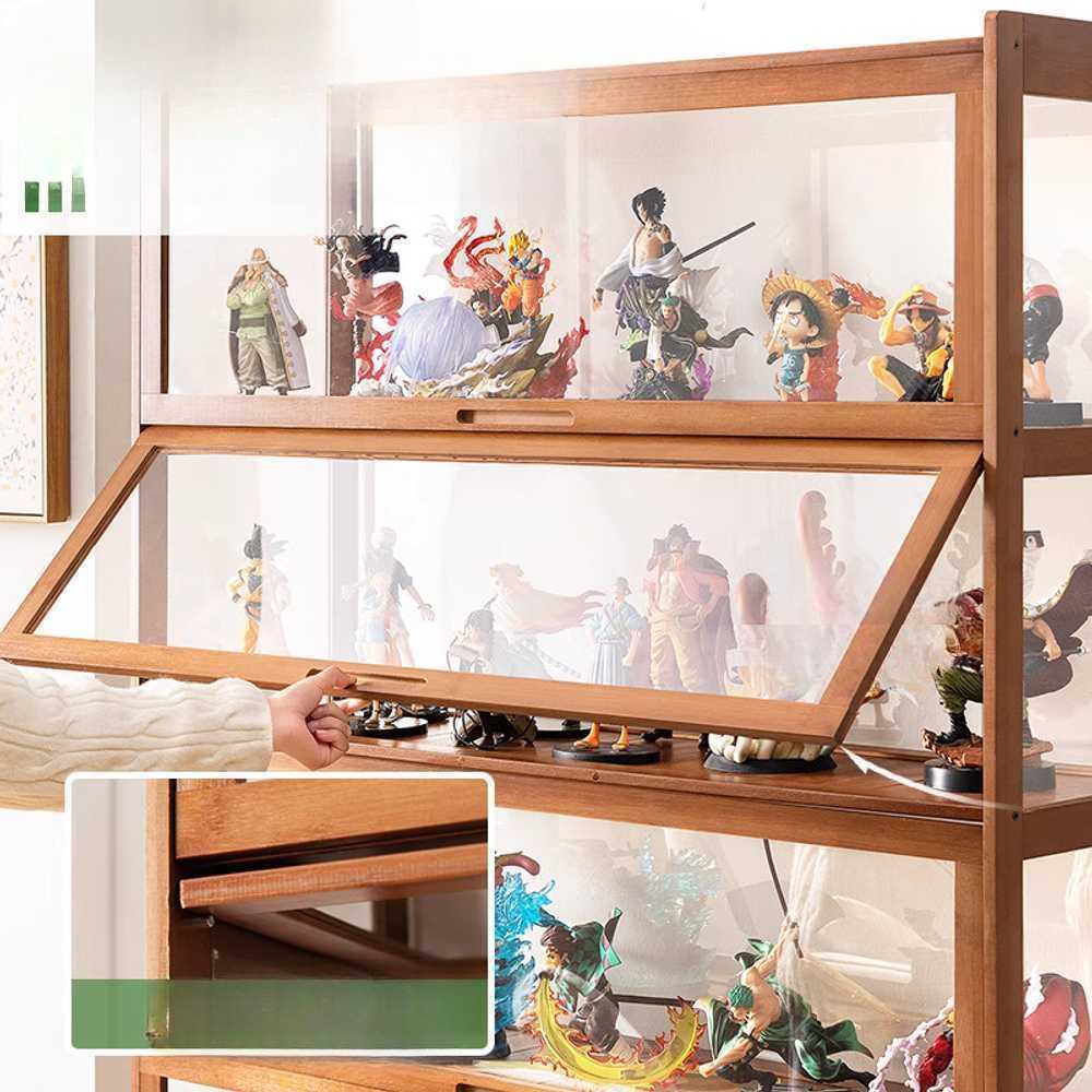아크릴 피규어 장식장 투명 전시 디스플레이함 진열 원목-4단 110x34x140cm 이미지 6