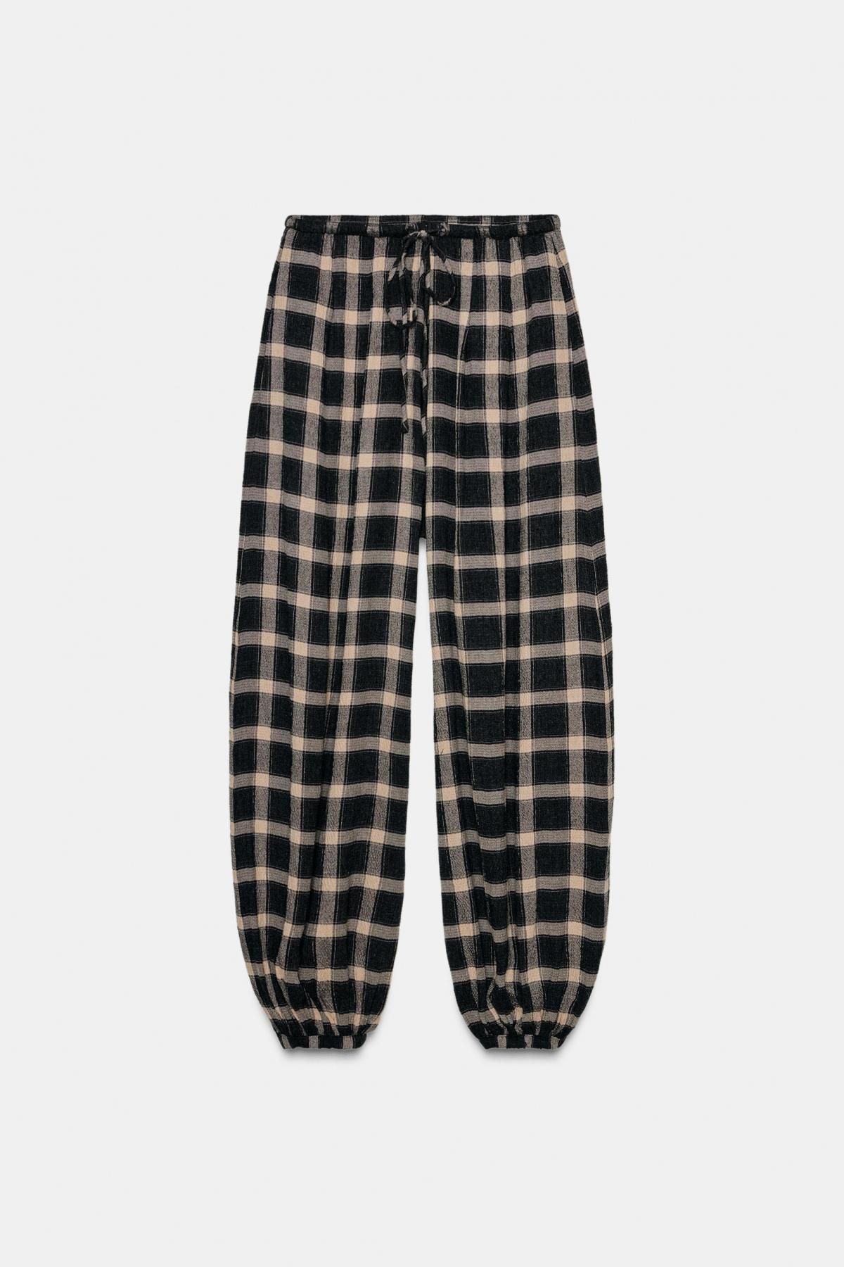 자라 체크 조거 벌룬 팬츠 밴딩 9479/282 BLACK / ECRU - 메인 이미지