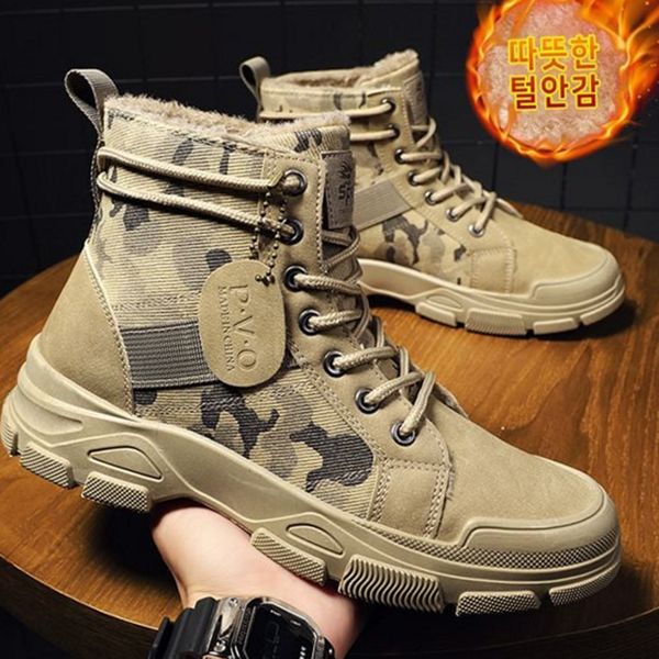 방한 남성 털 워커 캐주얼 남성 밀리터리 워커 데일리 부츠