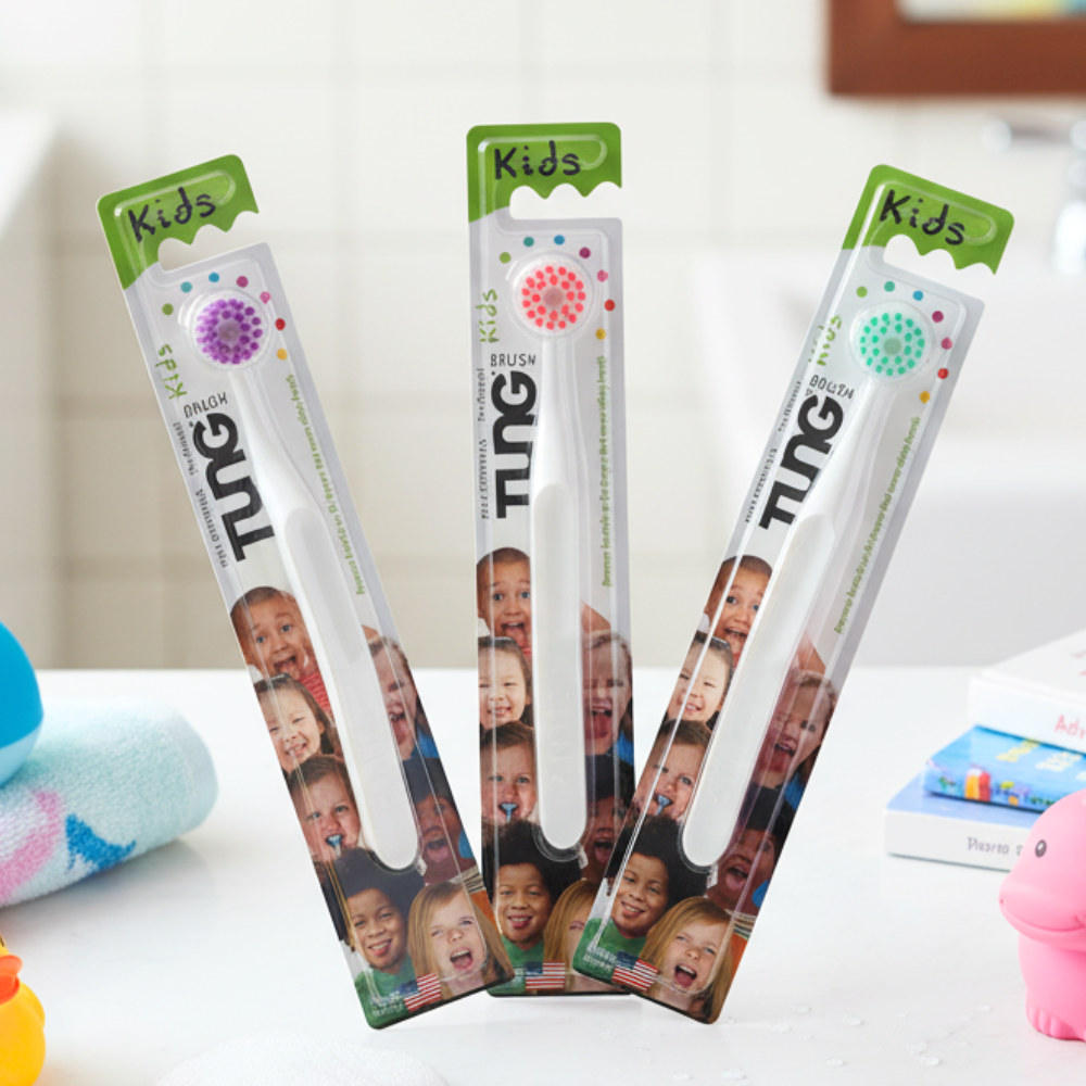 텅브러쉬 키즈 부드러운 혀클리너 브러쉬 어린이용 혀닦기 구취 제거 색상랜덤 - 상품 이미지