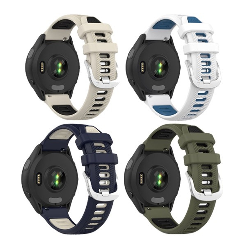 가민 포러너255 265 투톤 실버버클 스포츠 실리콘 밴드 스트랩 22mm Garmin 스마트워치 러닝