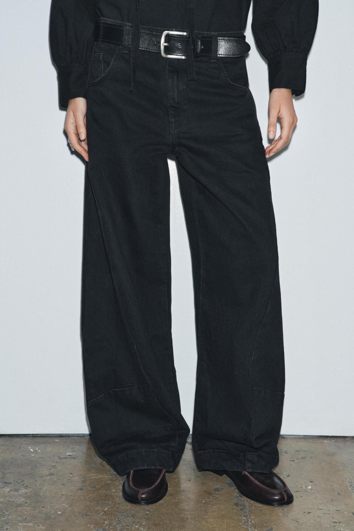 자라 로우라이즈 와이드 벌룬 데님 팬츠 9863/253 BLACK - 상품 이미지