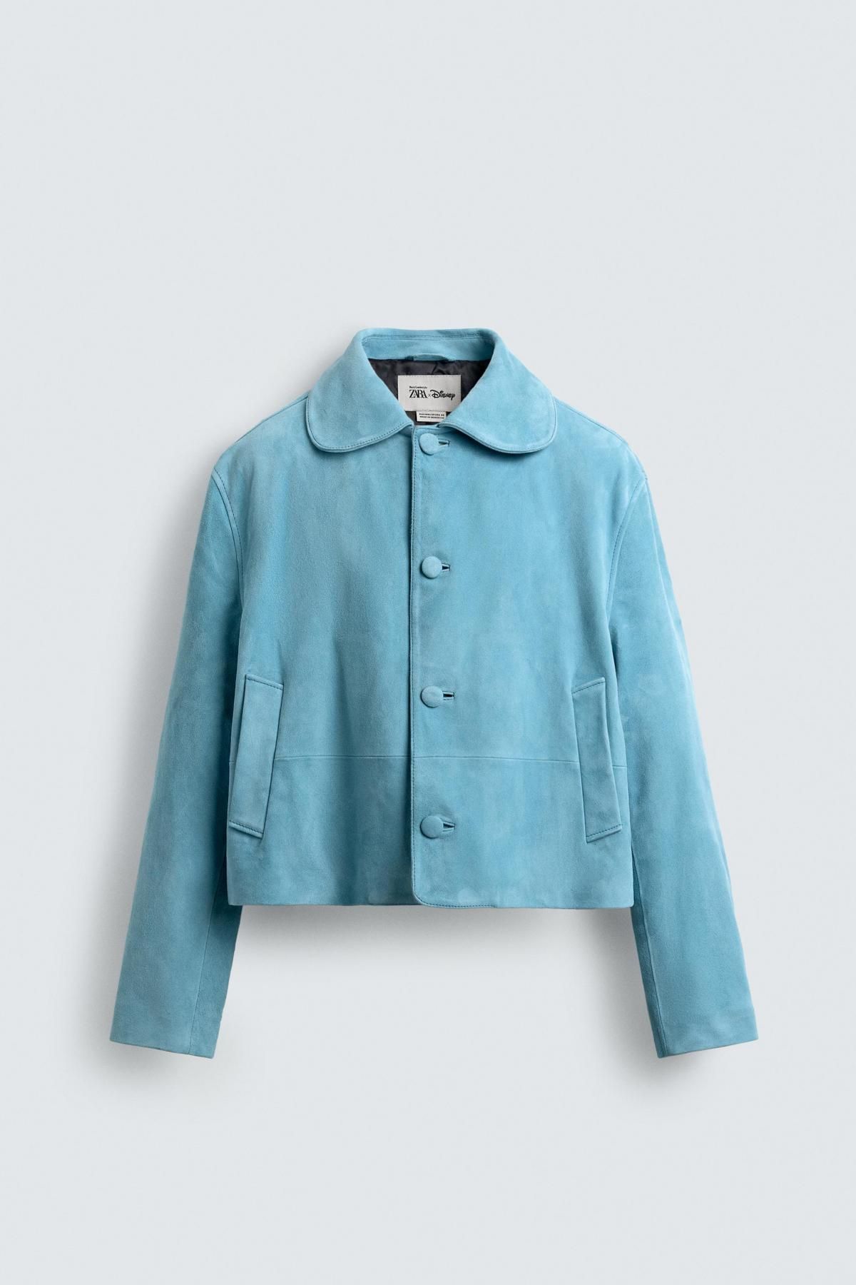 자라 스웨이드 레더 피터팬카라 크롭 재킷 X 해리 램버트 디즈니 2521/600 BLUE - 메인 이미지