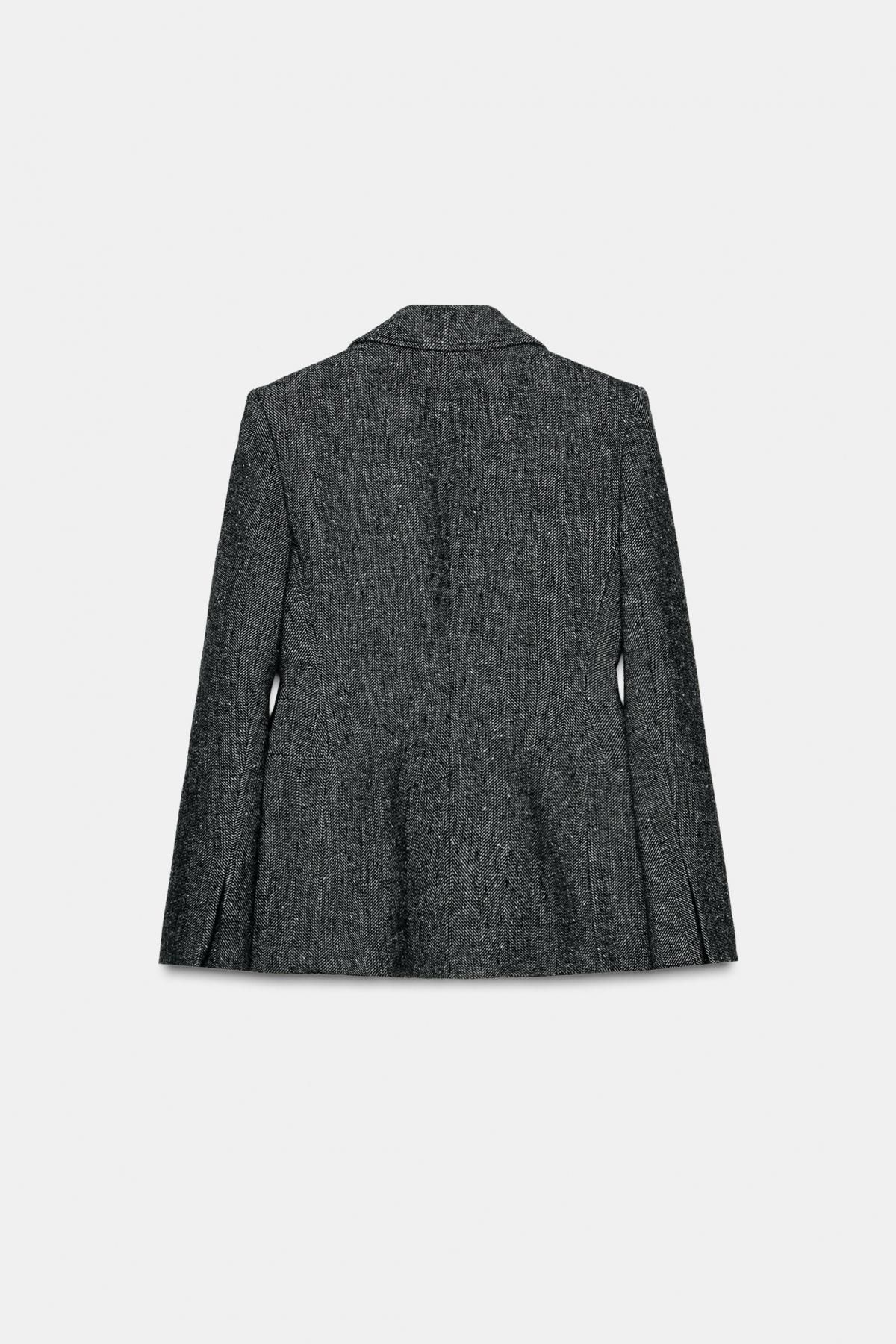 자라 울 혼방 페플럼 테일러드 재킷 3736/264 BLACK / WHITE - 상세 이미지 3