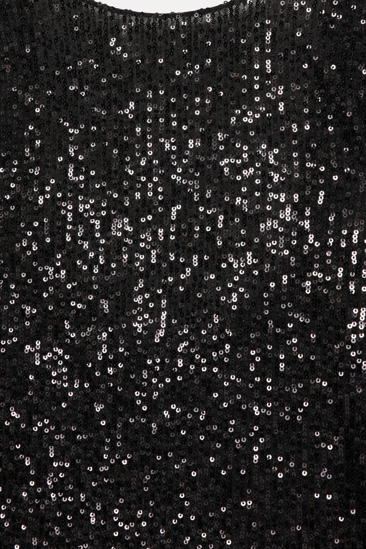풀앤베어 글리터 시퀸 오픈백 크롭 긴팔 탑 7560/349 BLACK 이미지 8