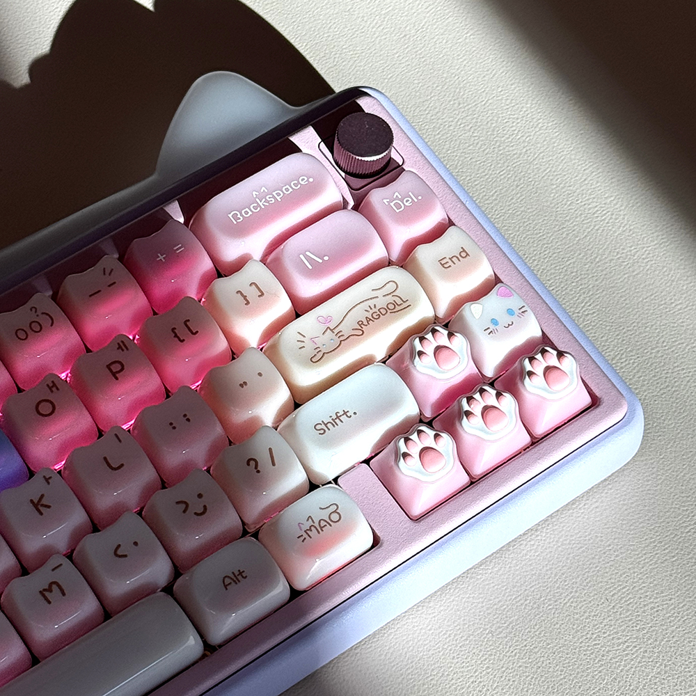 글로시캣 핑크 랙돌 한글키캡 UV PC재질 MAO MOA 기계식키보드 키캡 이미지 7
