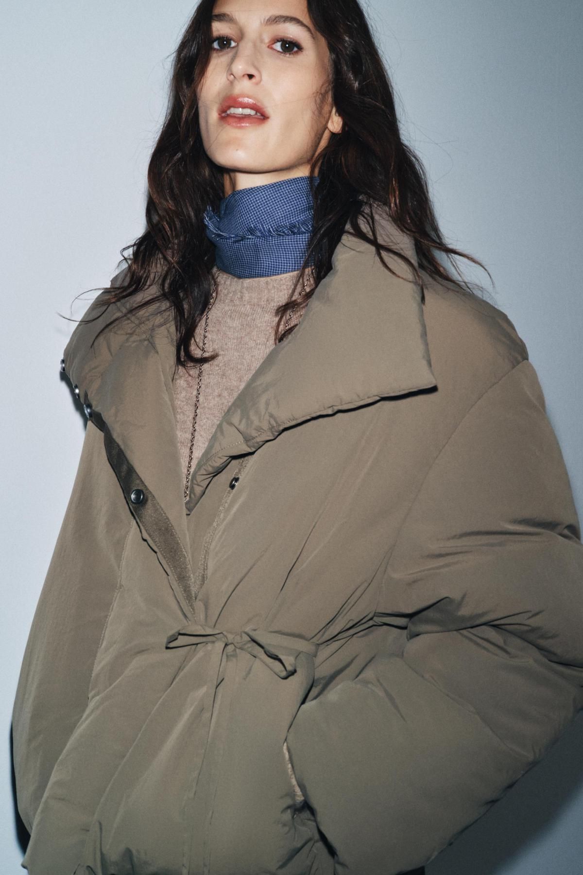 자라 테크니컬 퀼팅 하이넥 숏 패딩 재킷 3833/249 GREY MARL - 상세 이미지 3