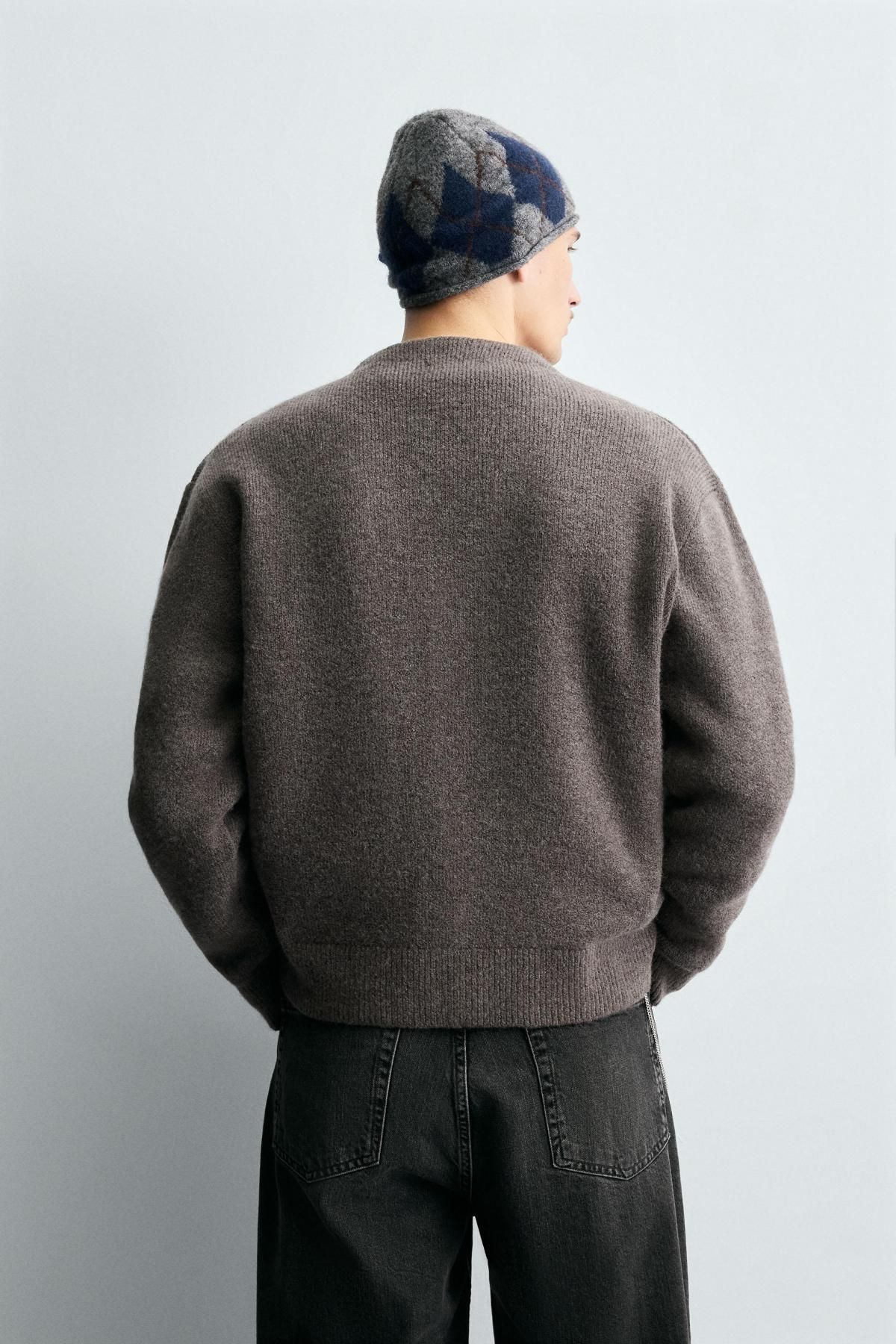 자라 텍스처 울 브이넥 니트 가디건 3166/331 GREY - 상세 이미지 4