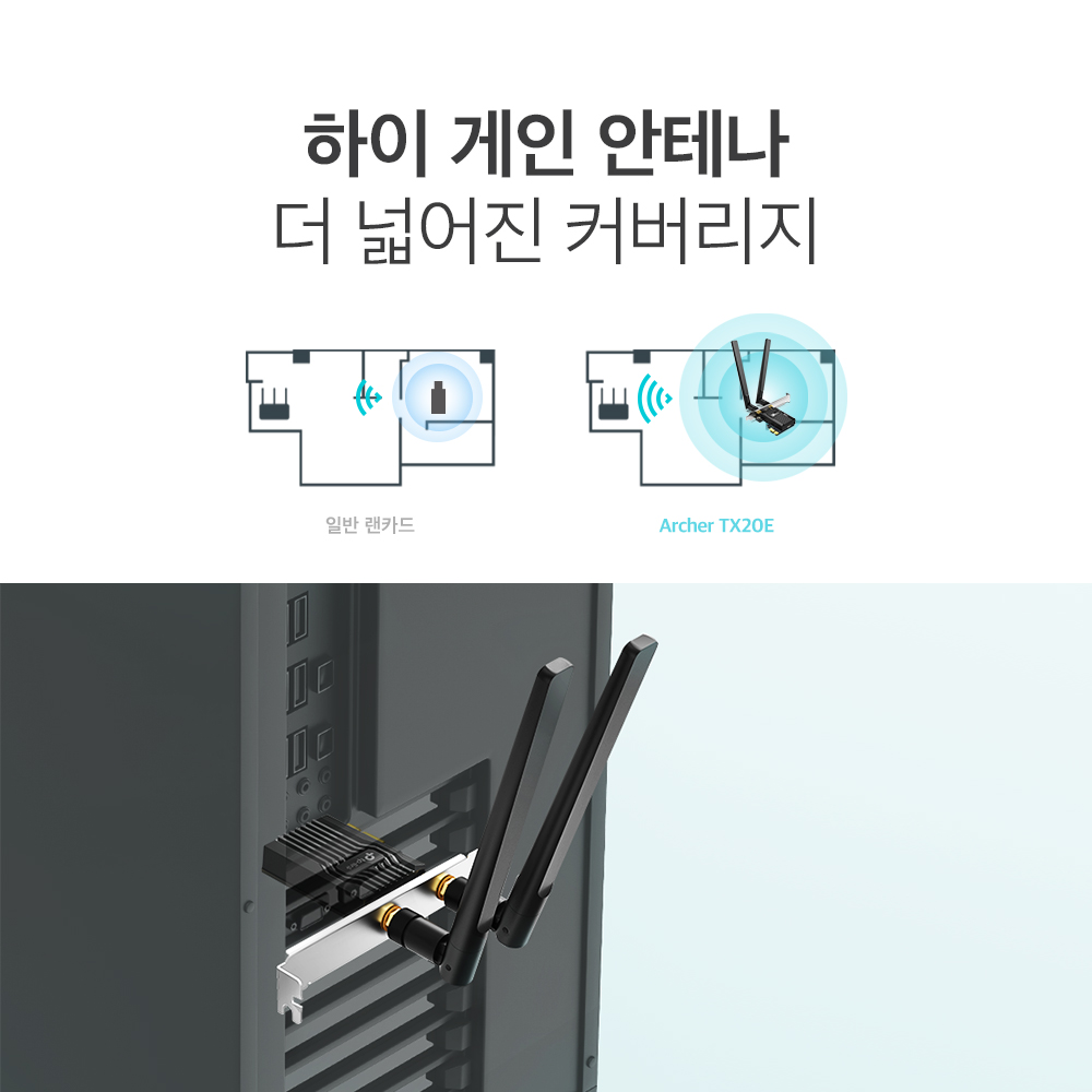 티피링크 AX1800 듀얼밴드 Wi-Fi 6 블루투스 5.2 데스크탑 와이파이 무선랜카드 Archer TX20E - 상세 이미지 4