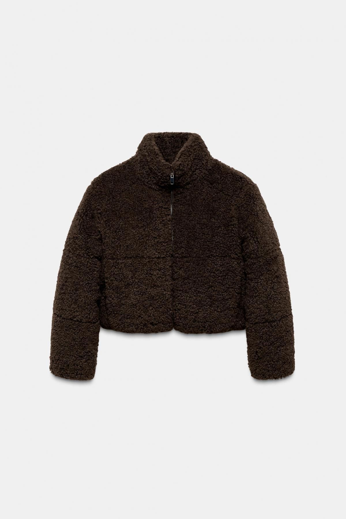 자라 보온 플리스 패딩 하이넥 아노락 6318/227 BROWN - 상품 이미지