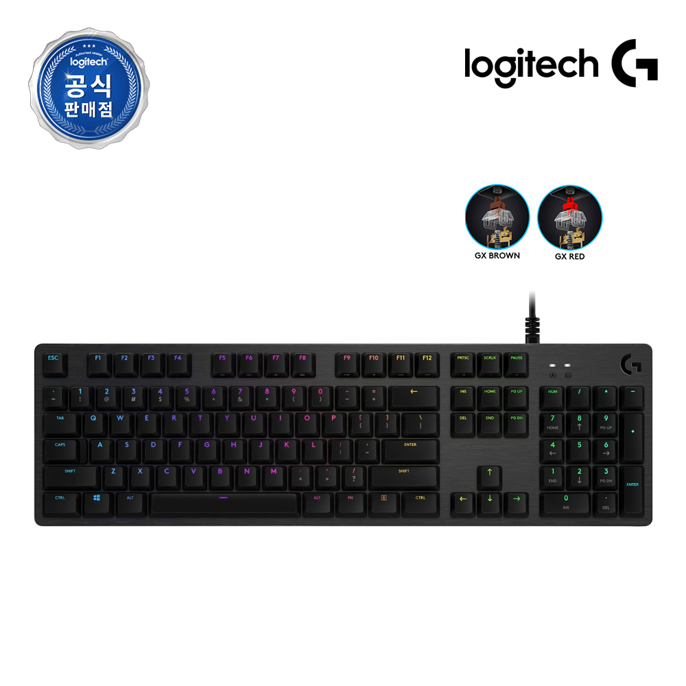 로지텍코리아 공식 G512 GX 기계식 게이밍 키보드 블랙, 갈축 - 상품 이미지