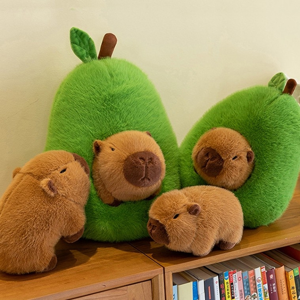 귀여운 대형 아보카도 카피바라 인형 쿠션 2size 케이스포함 안고자는 캐피바라 애착인형 캐릭터 모찌 굿즈 - 메인 이미지