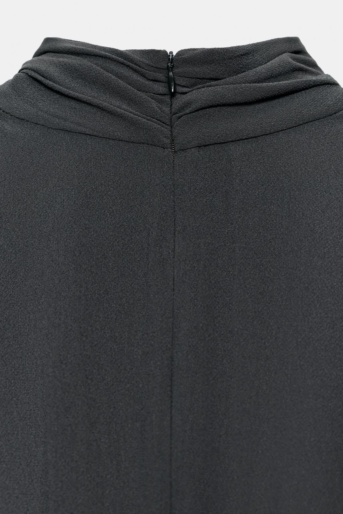 자라 벨벳 배색 러플 하이넥 미니 원피스 9399/264 DARK CHARCOAL GREY - 상세 이미지 5