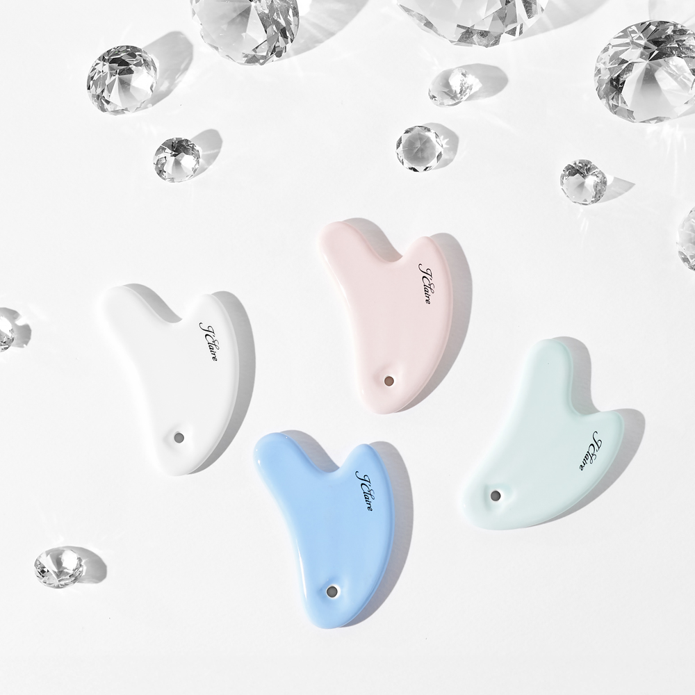 제이끌레르 세라믹 하트 괄사 화이트 얼굴 마사지기