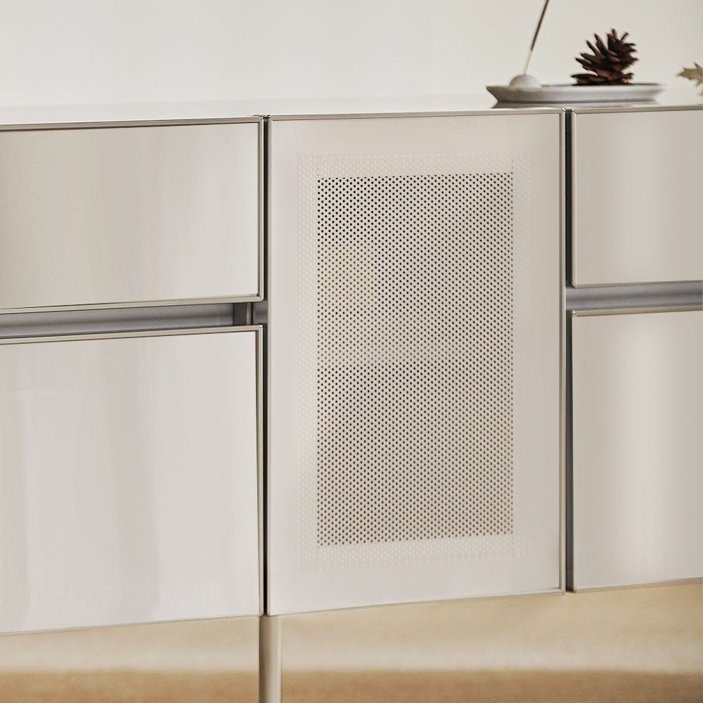 장인가구 무와 E0등급 하이그로시 티비 tv 다이 모던 슬림 높은 거실장 1800, 아이보리